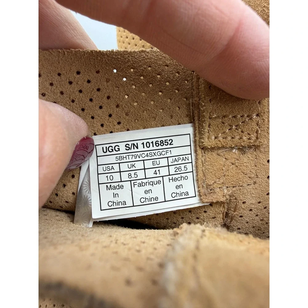 UGG‎ Classic Unlined Mini Boot Women 10 Chestnut Tan Perforated Suede 1016852